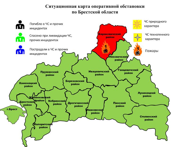 Карта брестской области с районами