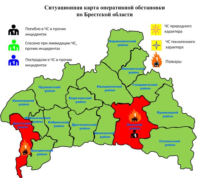 Карта пинского района с деревнями с километражем